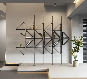 Metal Bookshelf Metal Decorative Rack Metal Storage Rack Book Ornaments Fireplace Flower Pot Green Planting 3d model