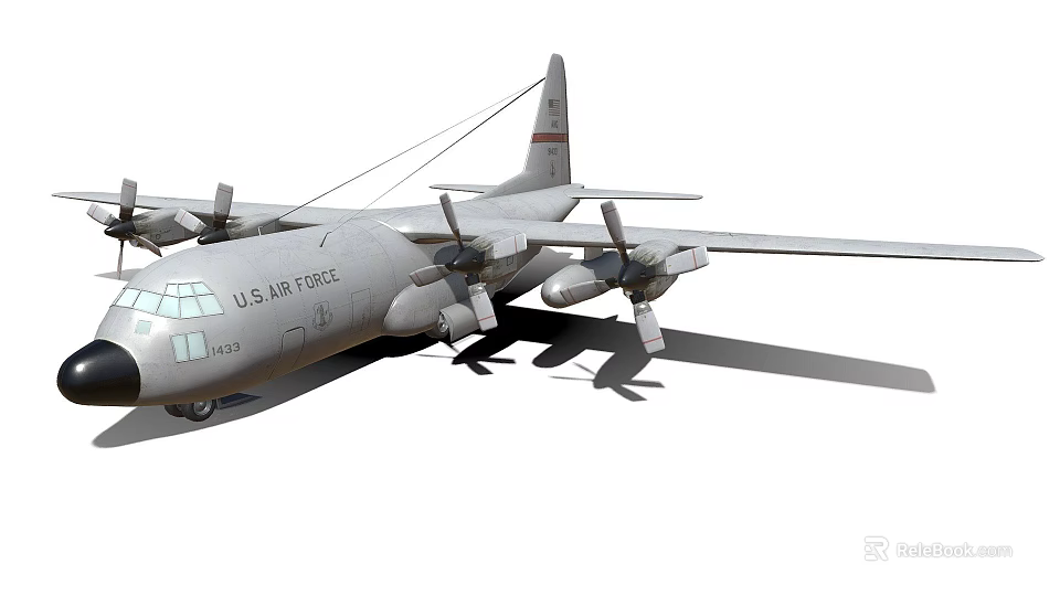 US Air Force Passenger Aircraft With Four Propellers And Military Markings 3d model 