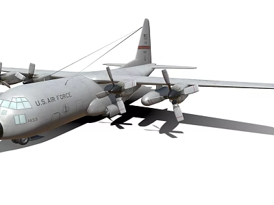 US Air Force Passenger Aircraft With Four Propellers And Military Markings 3d model