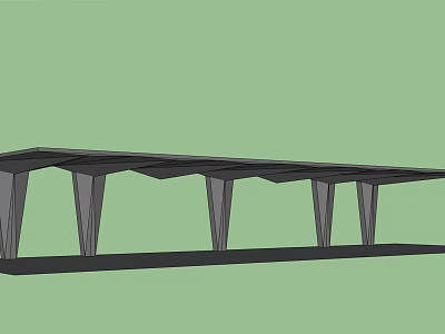 Modern Outdoor Canopy With Multiple Extended Supporting Columns Architectural Design 3d model