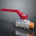 Industrial Ball Valve With Red Handle Silver Body And Brass Threaded End