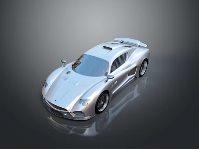 Luxury Silver Sleek Sports Car With Aerodynamic Design And Reflective Surface 3d model