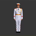 Person Wearing White Military Uniform With Red Gold Decorations Belt Epaulets And Cap