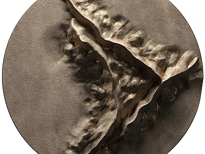 Elegant Circular Wall Decor with Textured Gray and Gold Abstract Art Design 3d model