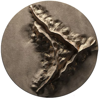 Elegant Circular Wall Decor with Textured Gray and Gold Abstract Art Design 3d model