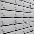 Metal Decorative Ornament Set With Numbered Lockers Arranged On Wall Surface