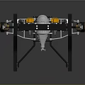 Detailed Mechanical Suspension System With Metal Frame Shock Absorbers And Springs