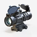 Black Tactical Optical Sight With Flip Up Covers And Mount Base 3d model