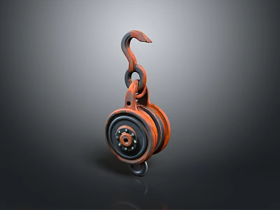 Heavy Duty Industrial Lifting Pulley With Steel Hook And Rotating Wheel Assembly 3d model