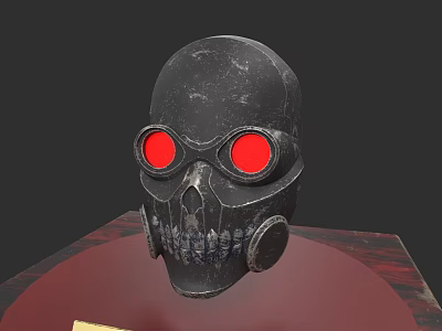 Tactical Skull Weapon Mask With Red Glowing Eyes And Black Design Features 3d model