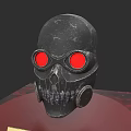Tactical Skull Weapon Mask With Red Glowing Eyes And Black Design Features
