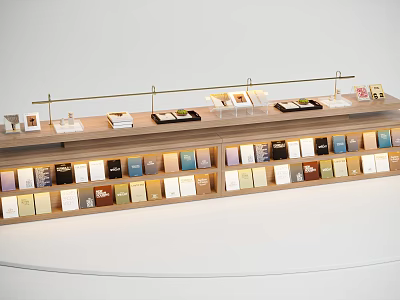 Modern Bookshelf Interior Design With Multiple Shelves Various Colored Books And Decorative Items 3d model