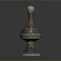 Antique Bronze Household Ewer With Decorative Spout Handle And Intricate Base Design