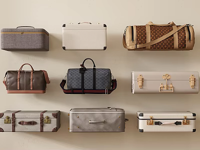 Assorted Luggage Collection With Vintage And Modern Suitcases In Leather And Fabric Designs 3d model