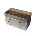 Modern Entryway Side Cabinet With Multiple Gray Drawers Black Panels And Metal Handles
