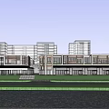 Modern Commercial Street Building With Glass Windows Wooden Facade And Multi Story Structure
