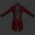 Red Vintage Ornate Coat With Decorative Buttons Collar And Cuffs Design
