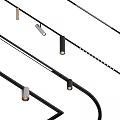 Various Style Chandeliers with Black Silver Lamp Bodies Straight Striped Poles and Round Bulbs