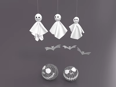 Halloween Jewelry Pendant Kid Bat Ghost Head Ghost Festival 3d model
