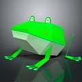 Green Frog Building Block With Polygonal Design Eyes Legs And Reflective Surface