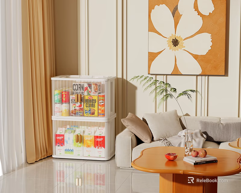 Multi layer storage cabinet in living room for food and drinks 3d model 