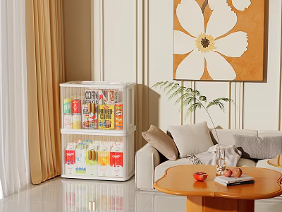 Multi layer storage cabinet in living room for food and drinks 3d model