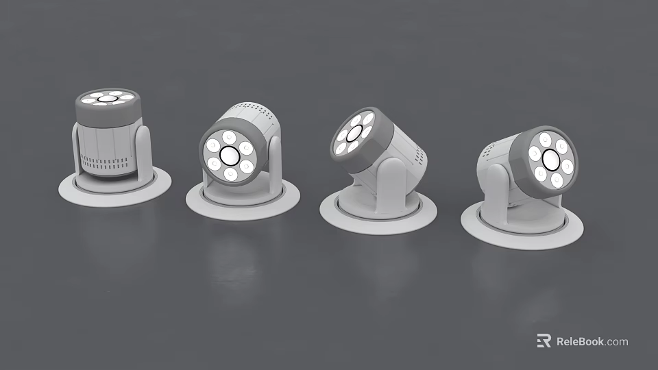 Modern LED Lighting Fixtures With Round Base Multiple Bulbs And Different Angles 3d model 
