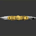Golden Decorative Sword With Silver Wing Guard And Golden Pommel On Gray Background