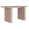 Modern Solid Wood Dining Table With Sleek Column Legs And Natural Finish 3d model