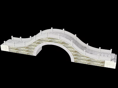 Elegant Light Colored Stone Arch Bridge With Balustrades And Decorative Structure 3d model