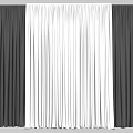 Gray And White Modern Window Curtains With Soft Flowy Double Layer Design 3d model