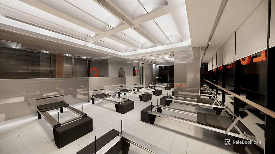 Modern Jewelry Store Interior Featuring Bright Lighting Glass Display Cases And White Tiled Floors 3d model 