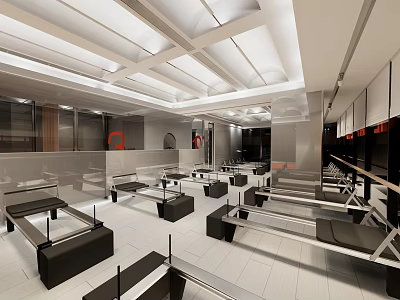 Modern Jewelry Store Interior Featuring Bright Lighting Glass Display Cases And White Tiled Floors 3d model