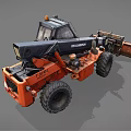 Bobcat Orange Industrial Telehandler With Extendable Arm And Front Bucket