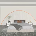Modern Bedroom Interior Design With Arched LED Light Wall Large Bed And Rug