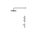 Chrome Wall Mounted Shower Faucet With Rainfall Head And Control Handles