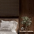 Wooden Corridor With Lantern Pendant Lights Wooden Structure And Misty Tree View Outside