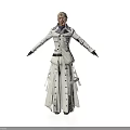 Fashionable Man In White Long Coat With Black Gloves Standing With Arms Outstretched