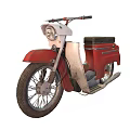 Red Retro Style Motorcycle With Classic Body And Seat Design