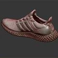 White Knitted Upper Running Shoes With 3D Printed Sole And Three Stripes Design