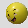 Round Yellow Smiley Ball With Winking Eye And Blush Cheeks Design