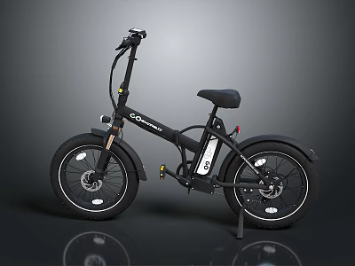 Modern Black Foldable Electric Bike With Compact Frame Integrated Battery Pack And Large Wheels 3d model