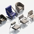 Modern Accent Chairs Featuring Various Designs Different Colors And Comfortable Styles 3d model