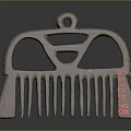 Vintage Metal Comb With Engraved Red Markings And Unique Design For Daily Use