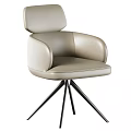 Modern Fabric Upholstered Swivel Single Chair With Padded Headrest And Stable Sleek Metal Star Base