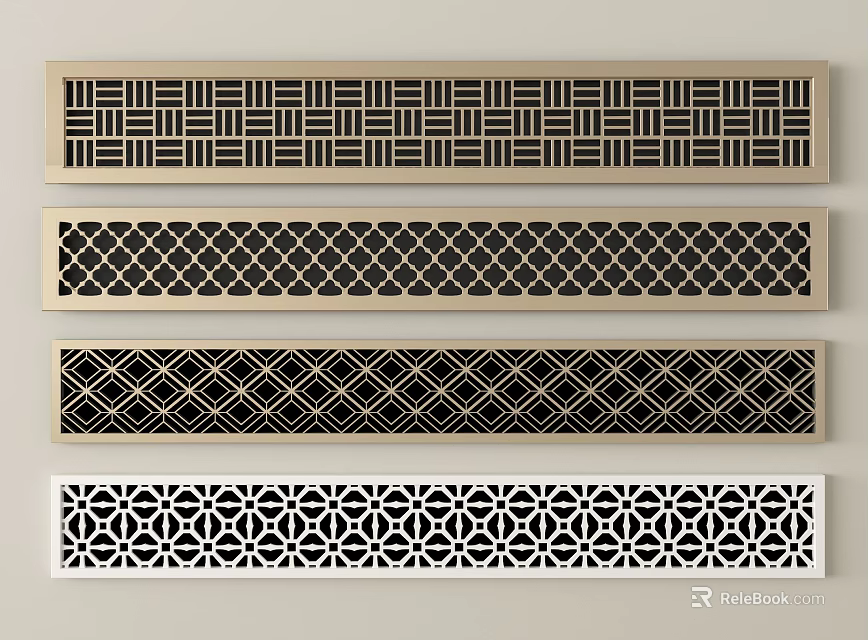 Decorative Air Conditioner Vents with Various Intricate Patterns and Modern Designs 3d model