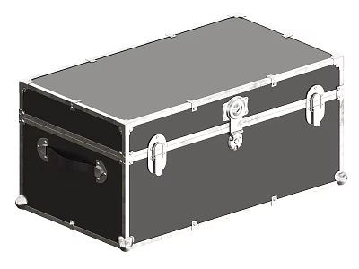 Black Storage Box With Metal Frame Lockable Latches And Handle Design 3d model