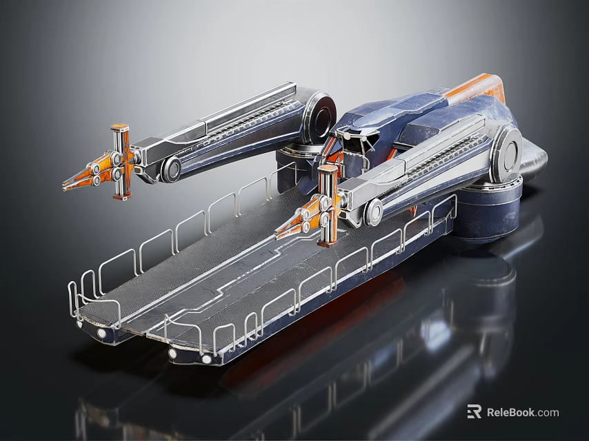 Futuristic Sci Fi Ship Design With Mechanical Arms And Platform 3d model 