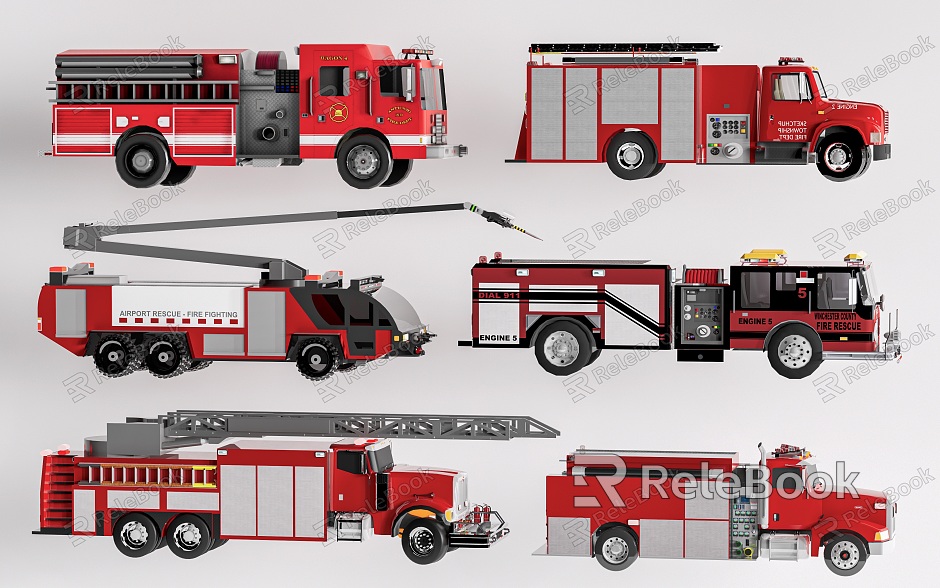 Modern fire truck rescue truck train extinguishing model