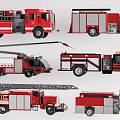 Different Red Fire Truck Models Showcasing Various Rescue Features And Designs 3d model